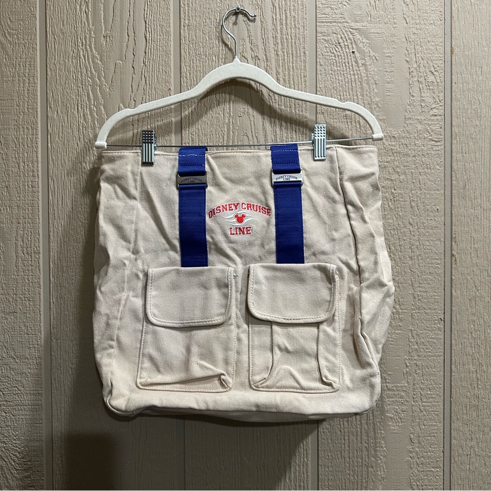 Canvas Tote Bag - Cream and Blue